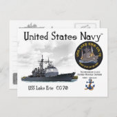 USS LAKE ERIE CG-70 CRUISER - POSTCARD POSTKARTE (Vorne/Hinten)