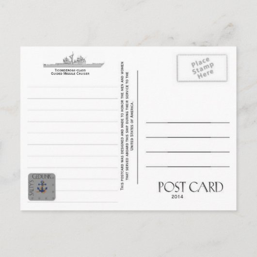 USS LAKE ERIE CG-70 CRUISER - POSTCARD POSTKARTE (Rückseite)