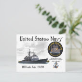 USS LAKE ERIE CG-70 CRUISER - POSTCARD POSTKARTE (Stehend Vorderseite)