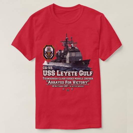 USS Leyte Gulf CG55 Navy Cruiser T-Shirt (Design vorne)