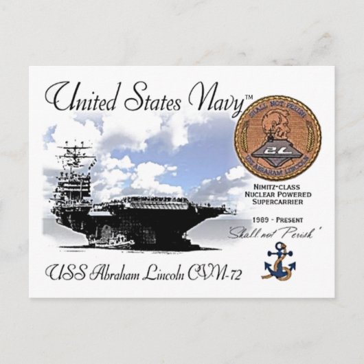 USS LINCOLN CVN-72 CARRIER - POSTCARD POSTKARTE (Vorderseite)