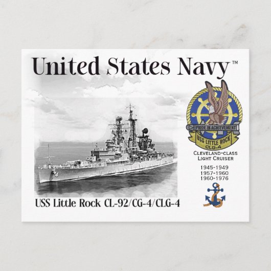 USS LITTLE ROCK CL-92/CG-4/CLG-4 Postkarte (Vorderseite)