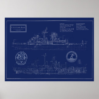USS Little Rock CLG-4 Kreuzer Blaupause Poster