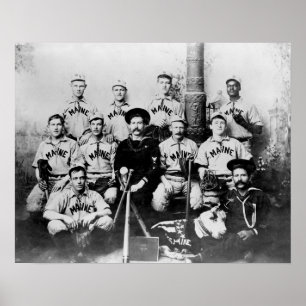 USS Maine Baseball Team in Havanna Cuba Fotograp Poster