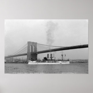 USS Maine & Brooklyn Bridge Poster