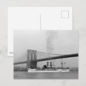 USS Maine & Brooklyn Bridge Postkarte (Vorne/Hinten)