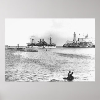 USS Maine im Hafen von Havanna Poster