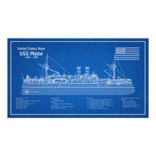 USS Maine - Pläne für Schiffskonzepte ABD Fotodruck