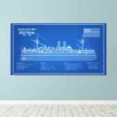USS Maine - Pläne für Schiffskonzepte ABD Leinwanddruck (Insitu (Holzboden))