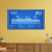 USS Maine - Pläne für Schiffskonzepte ABD Leinwanddruck (Insitu (Wohnzimmer))
