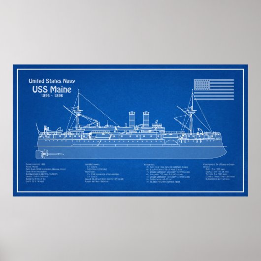 USS Maine - Pläne für Schiffskonzepte ABD Poster (Vorne)