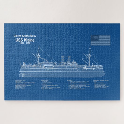 USS Maine - Pläne für Schiffskonzepte ABD Puzzle (Horizontal)