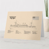 USS Maine - Schiffsplänen SD Dankeskarte (Vorderseite)