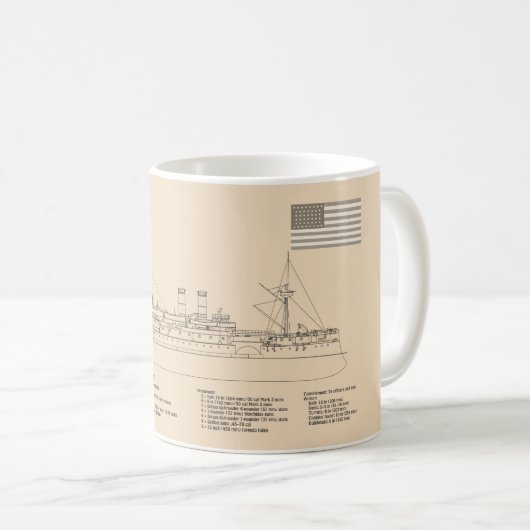 USS Maine - Schiffsplänen SD Kaffeetasse (VorderseiteRechts)