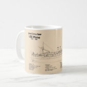 USS Maine - Schiffsplänen SD Kaffeetasse (Vorderseite Links)