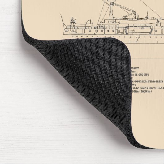 USS Maine - Schiffsplänen SD Mousepad (Ecke)