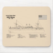 USS Maine - Schiffsplänen SD Mousepad (Vorne)