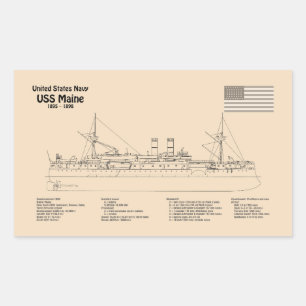 USS Maine - Schiffsplänen SD Rechteckiger Aufkleber
