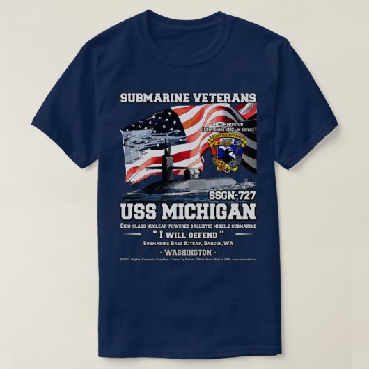 USS Michigan SSBN727 U-Boot-Veteranen T-Shirt (Design vorne)