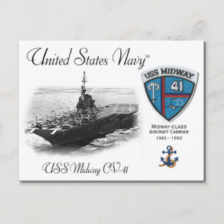 USS MIDWAY CV-41 AIRCRAFT CARRIER - Postkarte