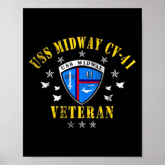 USS Midway CV 41 Flugzeugträger Veteran USA Flagge Poster (Vorne)