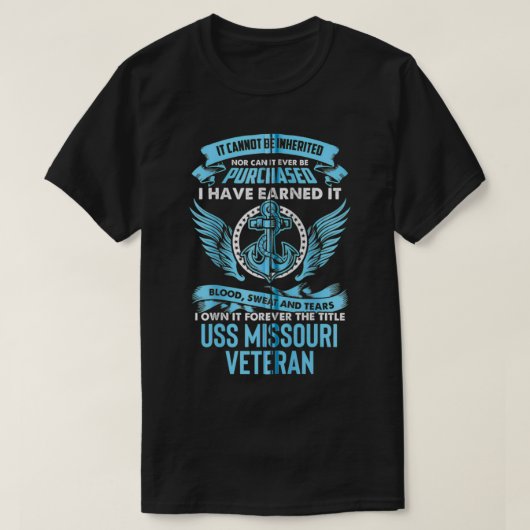 USS Missouri BB63 Battleship Zip T-Shirt (Design vorne)