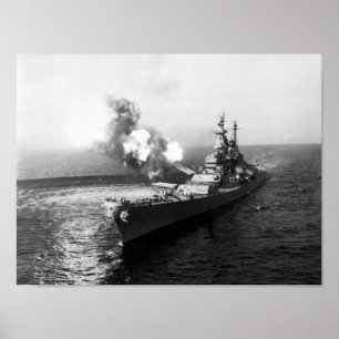 USS Missouri Firing Salvo - 1950 Poster