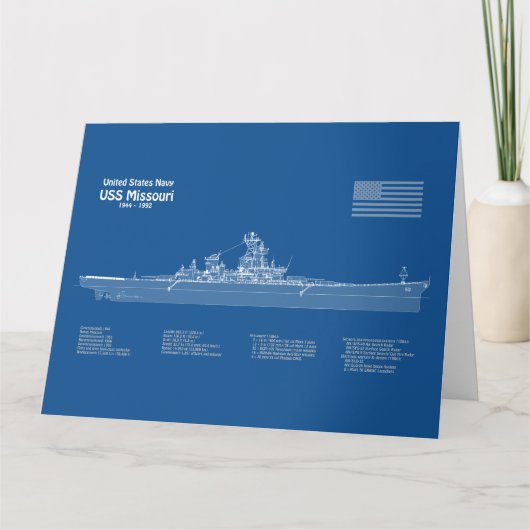 USS Missouri - Pläne für Schiffskonzepte ABD Dankeskarte (Vorderseite)