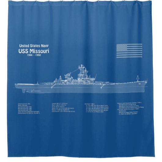 USS Missouri - Pläne für Schiffskonzepte ABD Duschvorhang (Vorderseite)