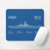 USS Missouri - Pläne für Schiffskonzepte ABD Mousepad (Mit Mouse)