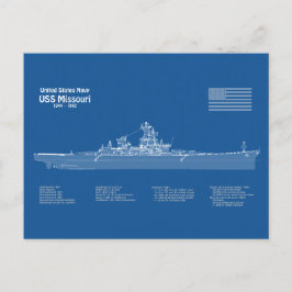 USS Missouri - Pläne für Schiffskonzepte ABD Postkarte