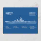 USS Missouri - Pläne für Schiffskonzepte ABD Postkarte (Vorderseite)