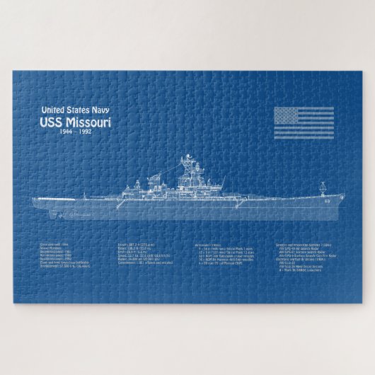 USS Missouri - Pläne für Schiffskonzepte ABD Puzzle (Horizontal)