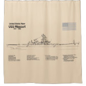USS Missouri - Schiffs-Blueprint-Pläne SD Duschvorhang (Vorderseite)