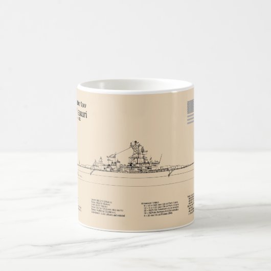 USS Missouri - Schiffs-Blueprint-Pläne SD Kaffeetasse (Mittel)