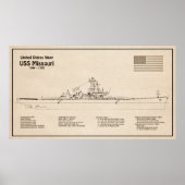USS Missouri - Schiffs-Blueprint-Pläne SD Poster (Vorne)
