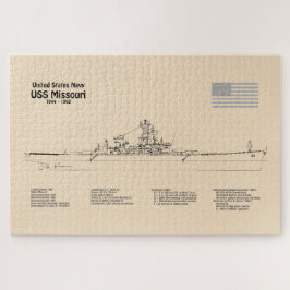 USS Missouri - Schiffs-Blueprint-Pläne SD Puzzle