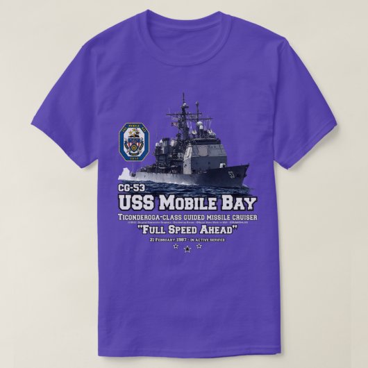 USS Mobile Bay CG53 Navy Cruiser T-Shirt (Design vorne)