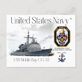 USS MOBILE CG-53 GUIDED MISSILE CRUISER POSTKARTE