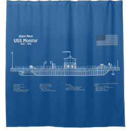 USS Monitor - Pläne für Schiffskonzepte ABD Duschvorhang