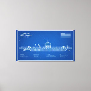 USS Monitor - Pläne für Schiffskonzepte ABD Leinwanddruck