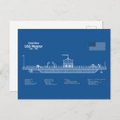 USS Monitor - Pläne für Schiffskonzepte ABD Postkarte (Vorne/Hinten)