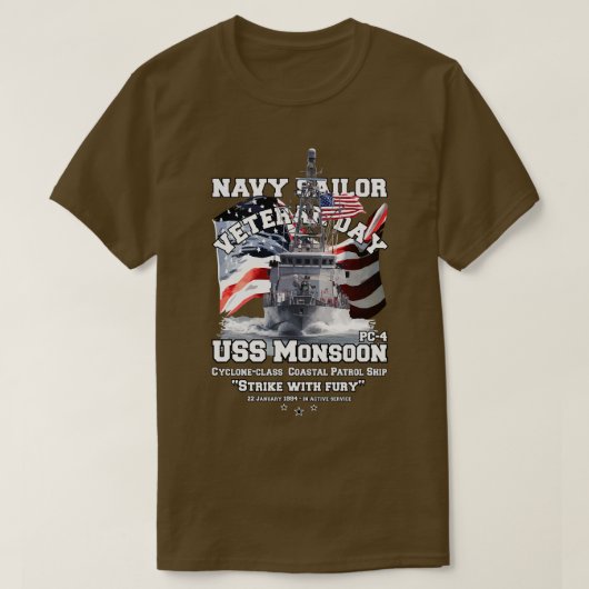 USS Monsoon PC4 Küstenschutzschiff T-Shirt (Design vorne)