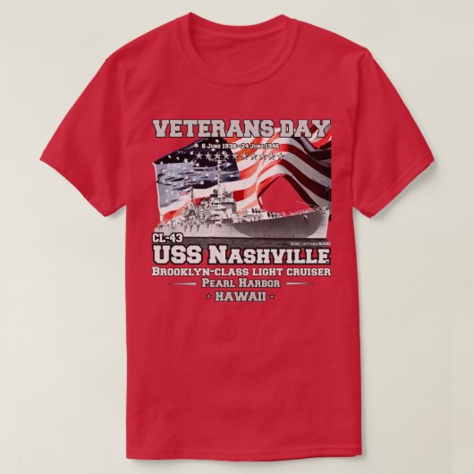 USS Nashville CL43 Brooklynclass cruiser T-Shirt (Design vorne)