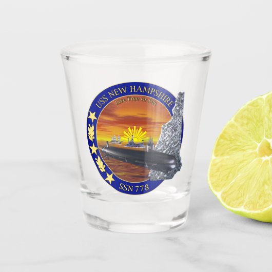 USS New Hampshire (SSN-778) Schnapsglas (Vorderseite)