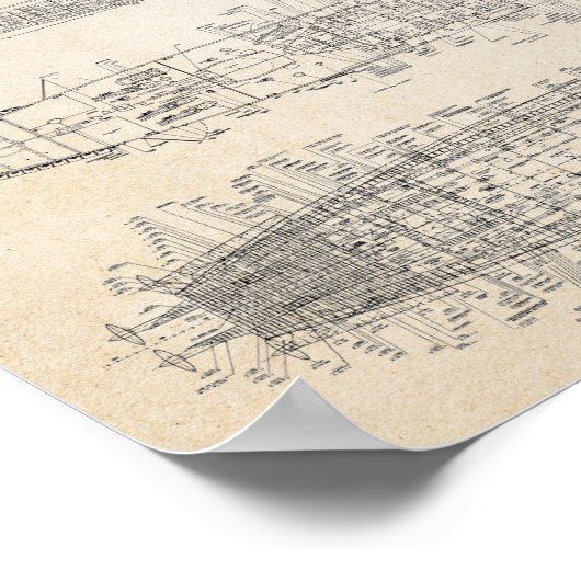 USS NEW JERSEY Blueprint Poster (Ecke)