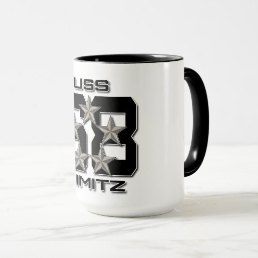 USS NIMITZ 5 STAR BLACK Tasse (VorderseiteRechts)