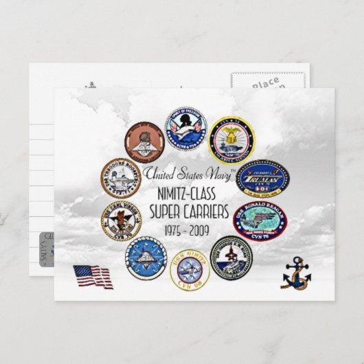 USS NIMITZ CLASS AIRCRAFT CARRIERS - POSTCARD POSTKARTE (Vorne/Hinten)