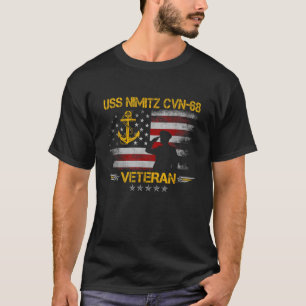 USS Nimitz CVN 68 Aircraft Carrier Veteran Flag V T-Shirt