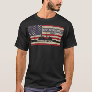 USS Normandy CG60 Cruiser Ship USA American Flag P T-Shirt